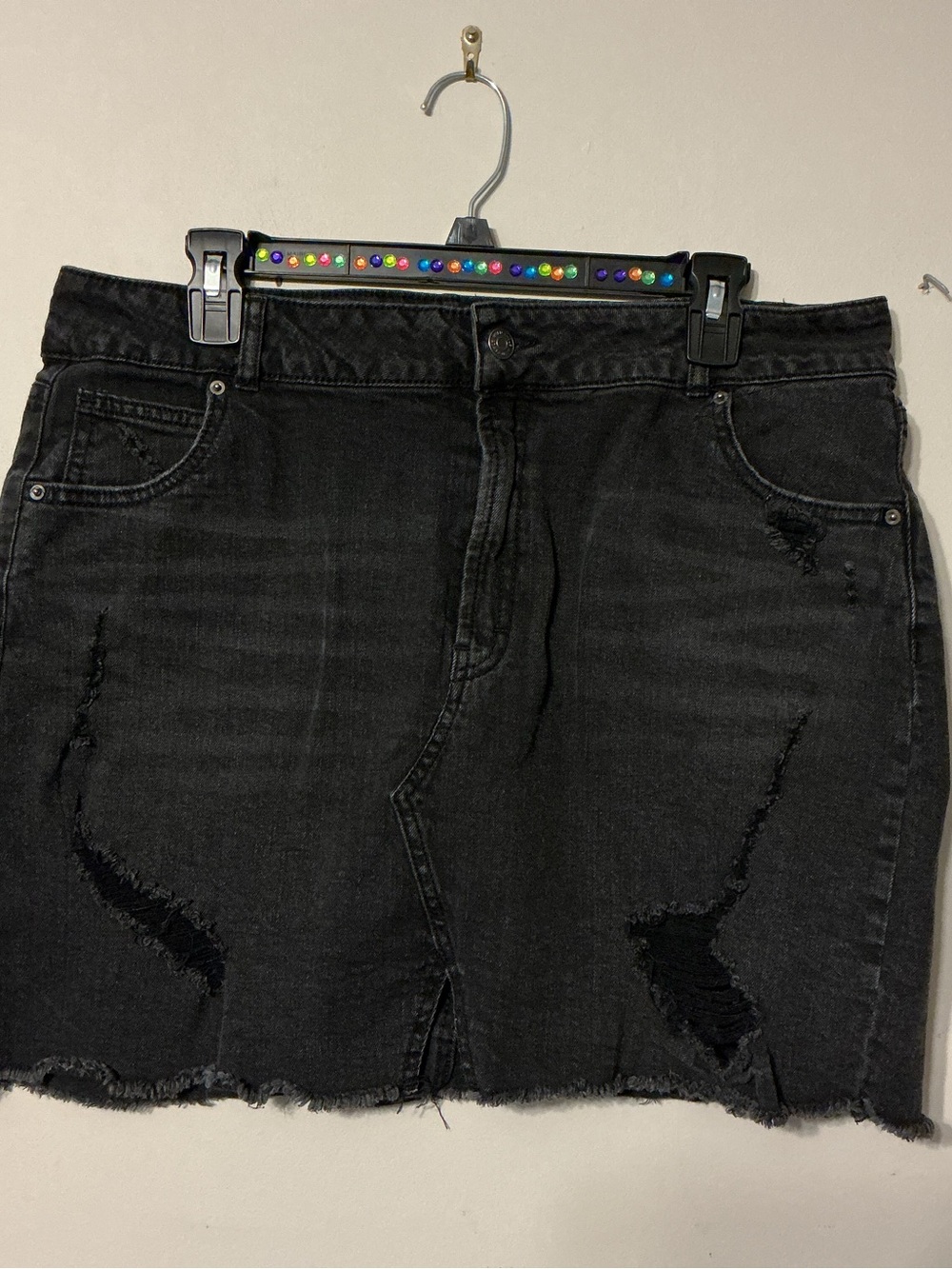 Wild Fable Black Denim Skirt-Distressed&Frayed